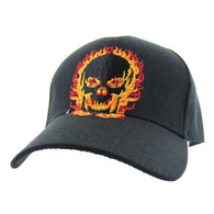 VM132 Skull Velcro Cap (Solid Black)