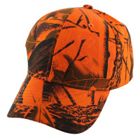 VP022 Blank Baseball Velcro Cap (Solid Orange Hunting Camo)