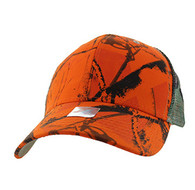 VP022 Blank Mesh Back Trucker Velcro Cap (Solid Orange Hunting Camo)