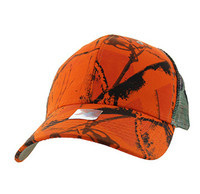 VP022 Blank Mesh Back Trucker Velcro Cap (Solid Orange Hunting Camo)