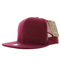 SP029 Plain Cotton Mesh Trucker Cap (Solid Burgundy)