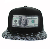 SM683 Dollar Snapback Cap (Black & Black Bandana)