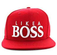 SM356 "LIKE A BOSS " Cotton Snapback (Solid Red - White)