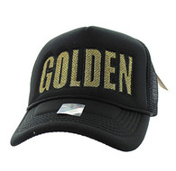 SM740 Golden Trucker Mesh Cap (Black & Black)
