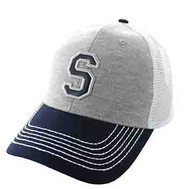SM900 Solid Letter S Cotton Mesh Trucker Cap (Grey & Navy)