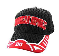 VM421 Domincan Republic Big Mesh Velcro Cap (Black & Red)