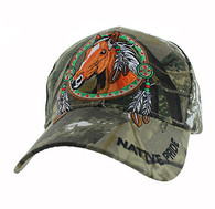 VM445 Native Pride Horse Velcro Cap (Solid Hunting Camo)