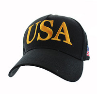 VM690 American USA Cotton Velcro Cap (Solid Black)