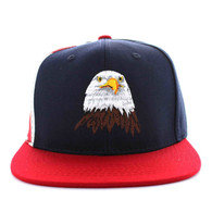 SM598 Eagle Cotton Snapback Cap (Navy & Red)