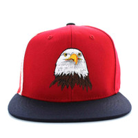 SM598 Eagle Cotton Snapback Cap (Red & Navy)