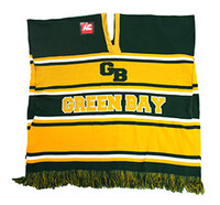 WP010 Winter Green Bay Poncho (Dark Green & Gold)