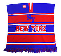 WP010 Winter New York Poncho (Royal Blue & Red)