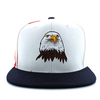 SM598 Eagle Cotton Snapback Cap (White & Navy)