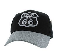 VM628 Route 66 Cotton Velcro Cap (Black & Silver)