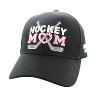 VM764 Hockey Mom Cotton Velcro Cap (Solid Black)