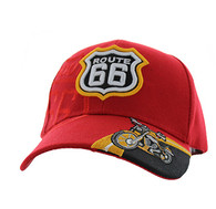 VM070 Route 66 Motor Velcro Cap (Solid Red)