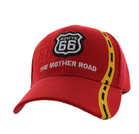VM083 Route 66 Road Line Velcro Cap (Solid Red)