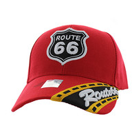 VM296 Route 66 Road Velcro Cap (Solid Red)