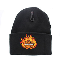 WB040 Jesus Flame Long Beanie (Solid Black)