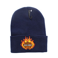 WB040 Jesus Flame Long Beanie (Solid Navy)