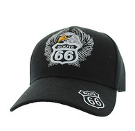 VM199 Route 66 Road Eagle Velcro Cap (Solid Black)