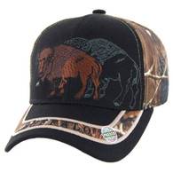VM150 Hunting Buffalo Velcro Cap (Black & Hunting Camo)