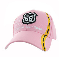 VM083 Route 66 Road Line Velcro Cap (Solid Light Pink)