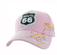 VM169 Route 66 Map Velcro Cap (Solid Light Pink)