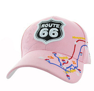 VM214 Route 66 Map Velcro Cap (Solid Light Pink)