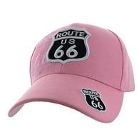 VM387 Route 66 Road Shield Velcro Cap (Solid Light Pink)