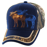 VM150 Hunting Moose Velcro Cap (Navy & Hunting Camo)