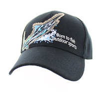 VM739 "Marlin Fish Velcro Cap (Solid Black)