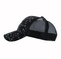 VP006 Blank Plain Mesh Trucker Baseball Cap Hat (Black & Black)