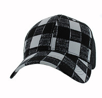 VP269 Blank Plain Mesh Trucker Baseball Cap Hat (Black Checker & Black)