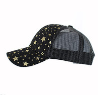 VP804 Blank Plain Mesh Trucker Baseball Cap Hat (Black & Black)