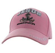 VM118 Jesus Anchor of My Life Velcro Cap (Solid Light Pink)