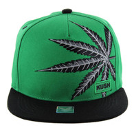 SM818 Marijuana Snapback Cap (Green & Black)