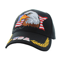 VM140 American USA Eagle Velcro Cap (Solid Black)