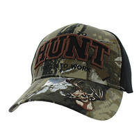 VM181 Born to Hunt Forced to Work Velcro Cap (Hunting Camo & Black)