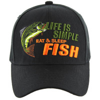 VM119 LIFE IS SIMPLE EAT & SLEEP FISH - BLACK