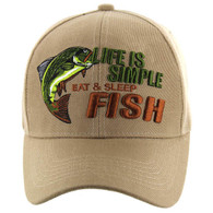 VM119 LIFE IS SIMPLE EAT & SLEEP FISH - KHAKI
