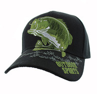 VM207 Big Bass Outdoor Sports  Velcro Cap (Solid Black)
