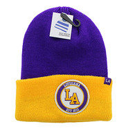 WB181 Lousiana Long Beanie (Purple & Gold)