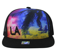 SM853 Los Angeles Mesh Snapback Cap Hat (Solid Black)