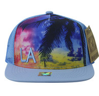 SM853 Los Angeles Mesh Snapback Cap Hat (Solid Sky Blue)