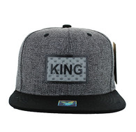 SM814 King Cotton Snapback Cap Hat (Black & Black)
