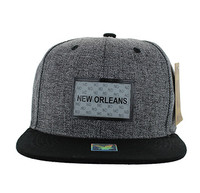 SM814 New Orleans Cotton Snapback Cap Hat (Charcoal & Black)