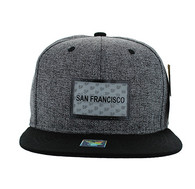 SM814 San Francisco Cotton Snapback Cap Hat (Charcoal & Black)