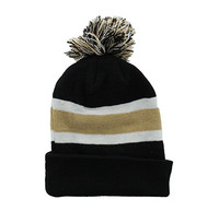 WB070 Plain Pom Pom Beanie (Black & Khaki)