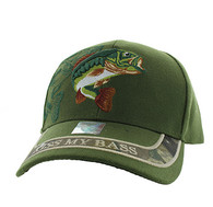 VM008 Kiss My Bass Velcro Cap (Solid Olive)